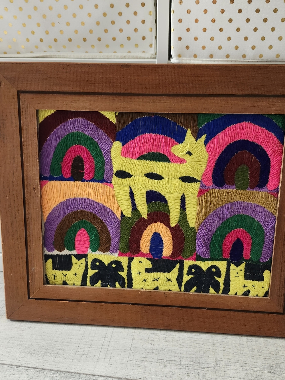 Vintage Guatemalan Patzun Maya Paya Textile Art Framed 18x16 In Embroidery